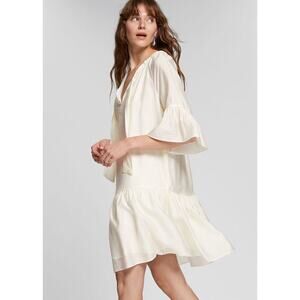 & Other Stories V-Neck Ruffled Midi Dress In Cream Sz XS Condition